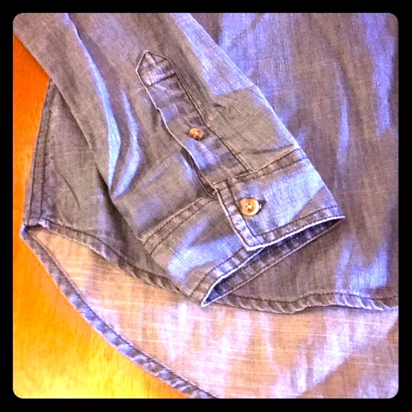 🔴 CLEARANCE 🔖 NWT SO 100% COTTON DENIM JEAN LACE-UP LONG SLEEVE SHIRT TOP XS 2 - Picture 4 of 9